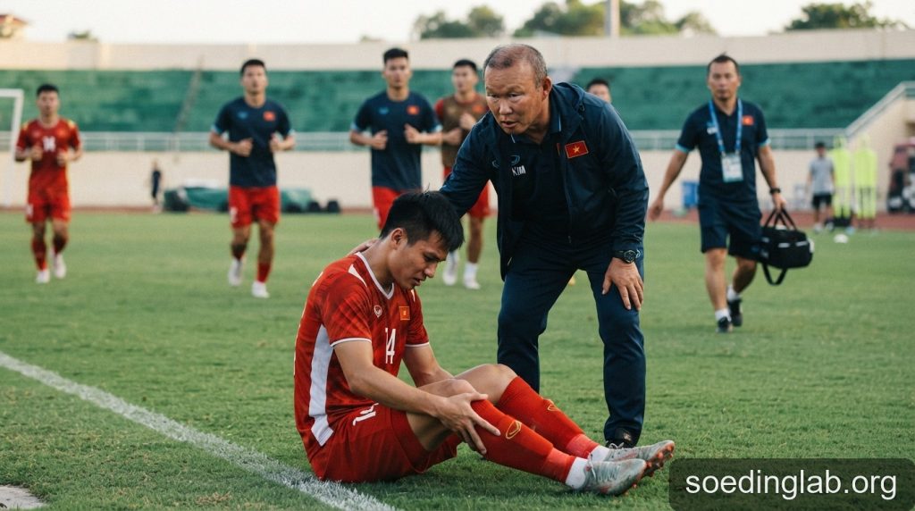 Hoàng Đức chấn thương: Bài toán nhân sự hóc búa cho HLV Kim Sang-sik trước thềm FIFA ASEAN Cup 2026