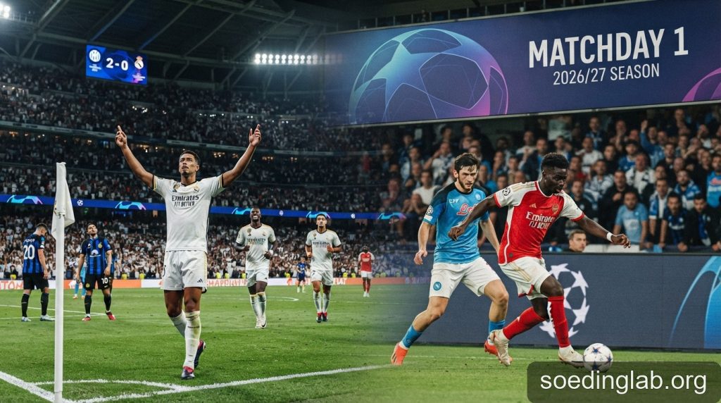 Champions League 2026/27: Real Madrid khởi đầu thuận lợi, Arsenal đối mặt thử thách tại Napoli